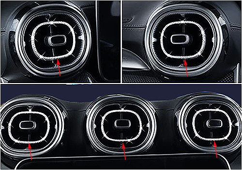 エアコン吹出口インナーメッキリング (クリスタル付き)